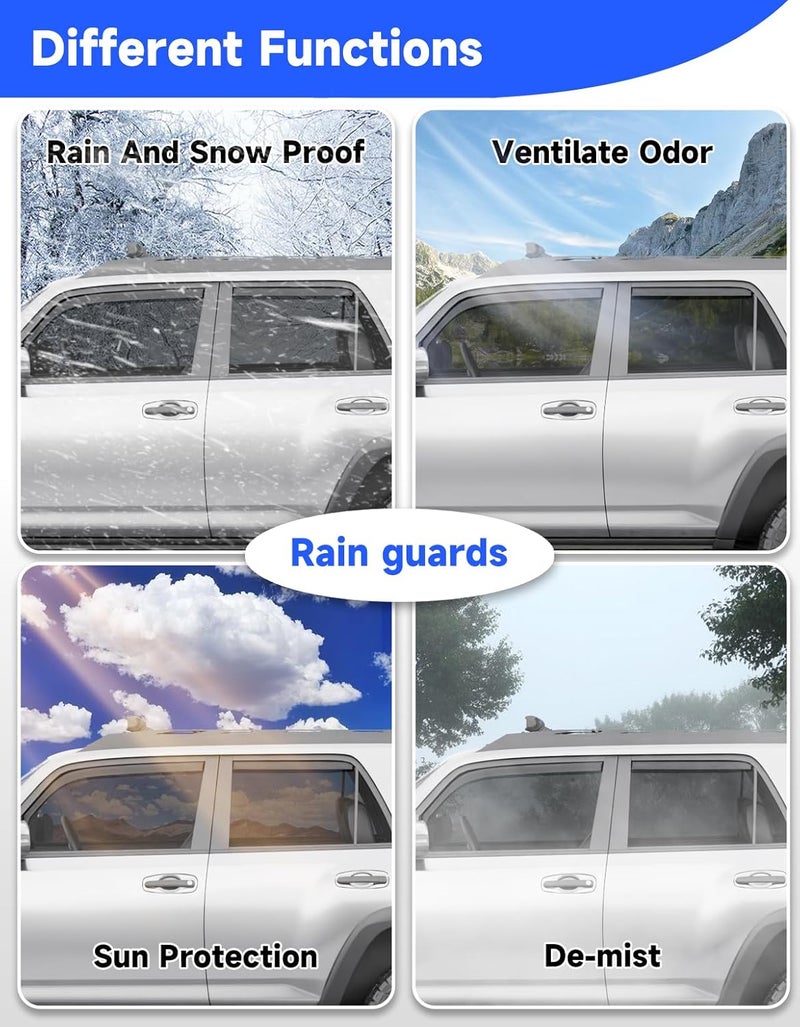 Breejoy in-Channel Extra Durable Rain Guards Fit for Toyota 4Runner 2010-2024, Window Deflectors Rain Guards Visors Vent Visors Window Deflector Vent Shades Car Accessories -4 pcs - Image 4